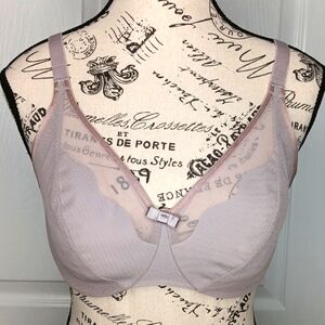 Wonderbra 34D Pale Purple Underwire Bra Sheer Accents Unpadded